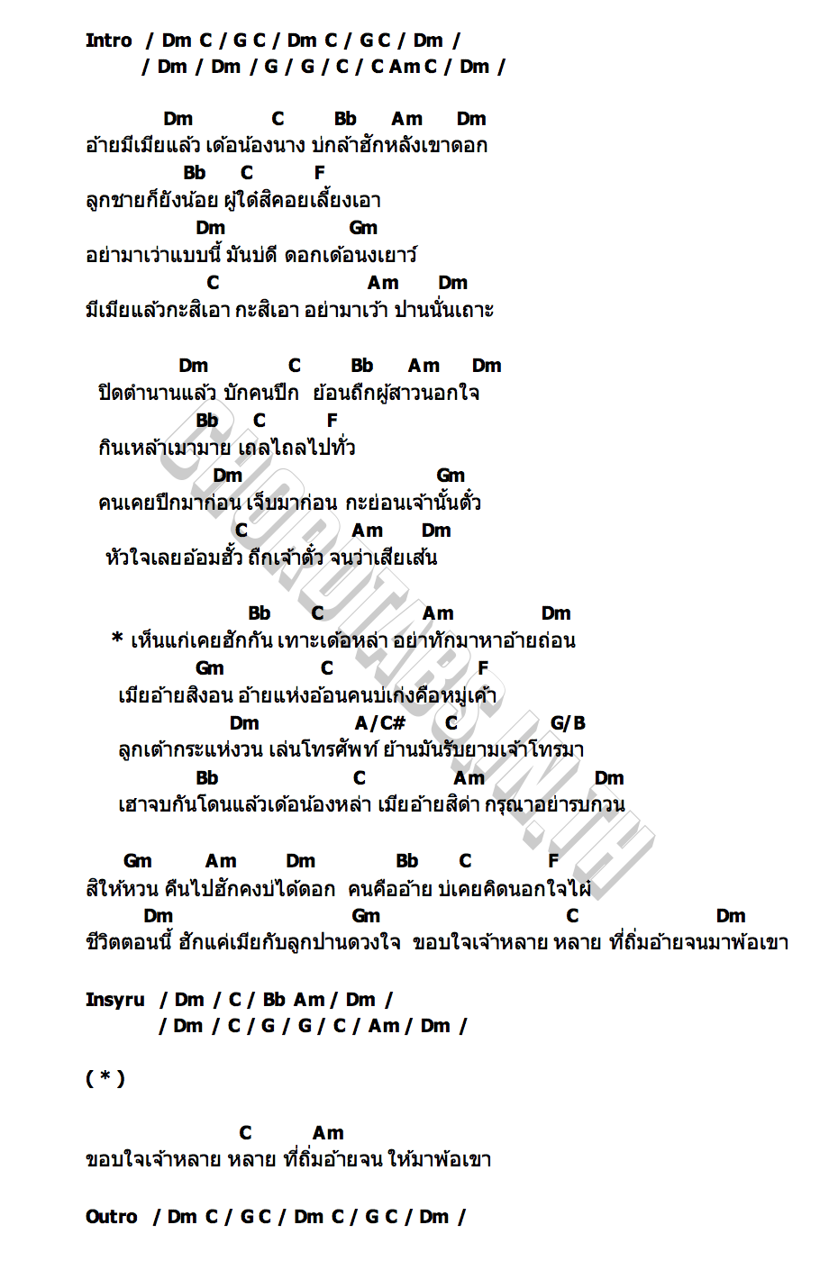 คอร์ด กรุณาอย่ารบกวน แมน มณีวรรณ