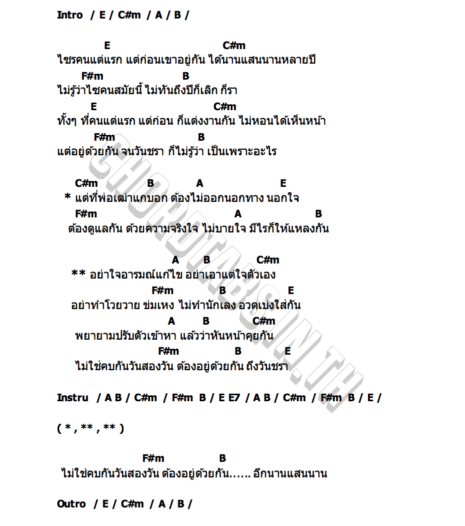 คอร์ด อย่าใช้อารมณ์แก้ไข เอก คุรุสภา