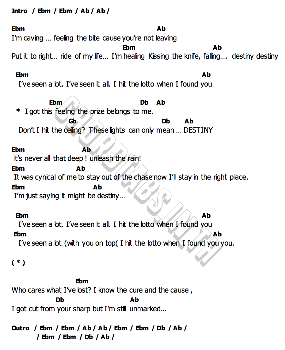 คอร์ด Destiny Ellie Goulding