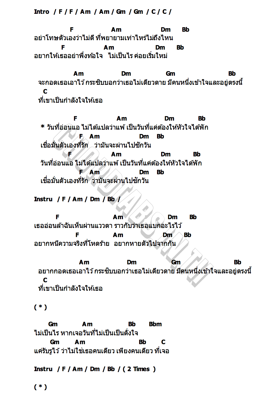 คอร์ด วันที่อ่อนแอ NJoinPlay