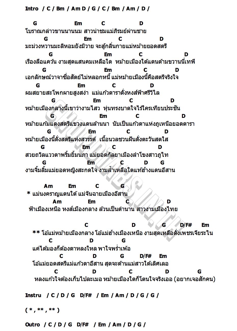 คอร์ด แม่หม้ายเมืองไทย เดี่ยว ไออุ่น ปิงปองมิวสิค