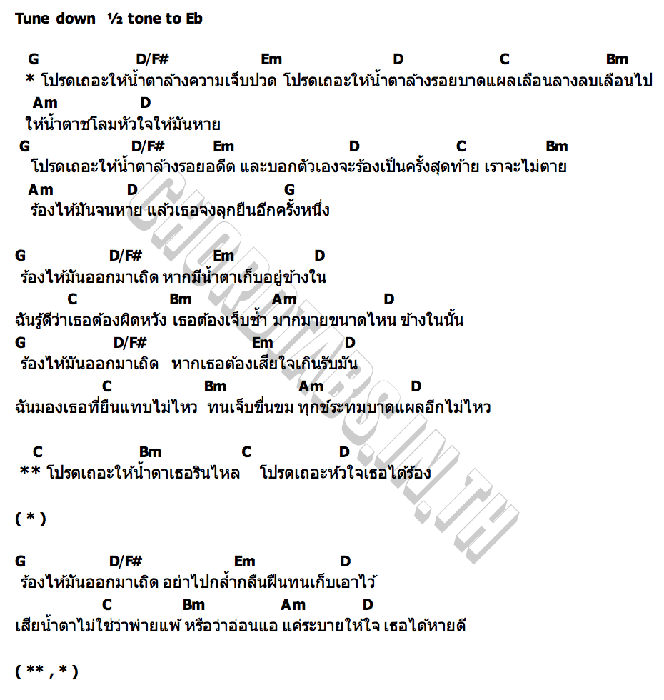 คอร์ด น้ำตาสุดท้าย Bomb at Track
