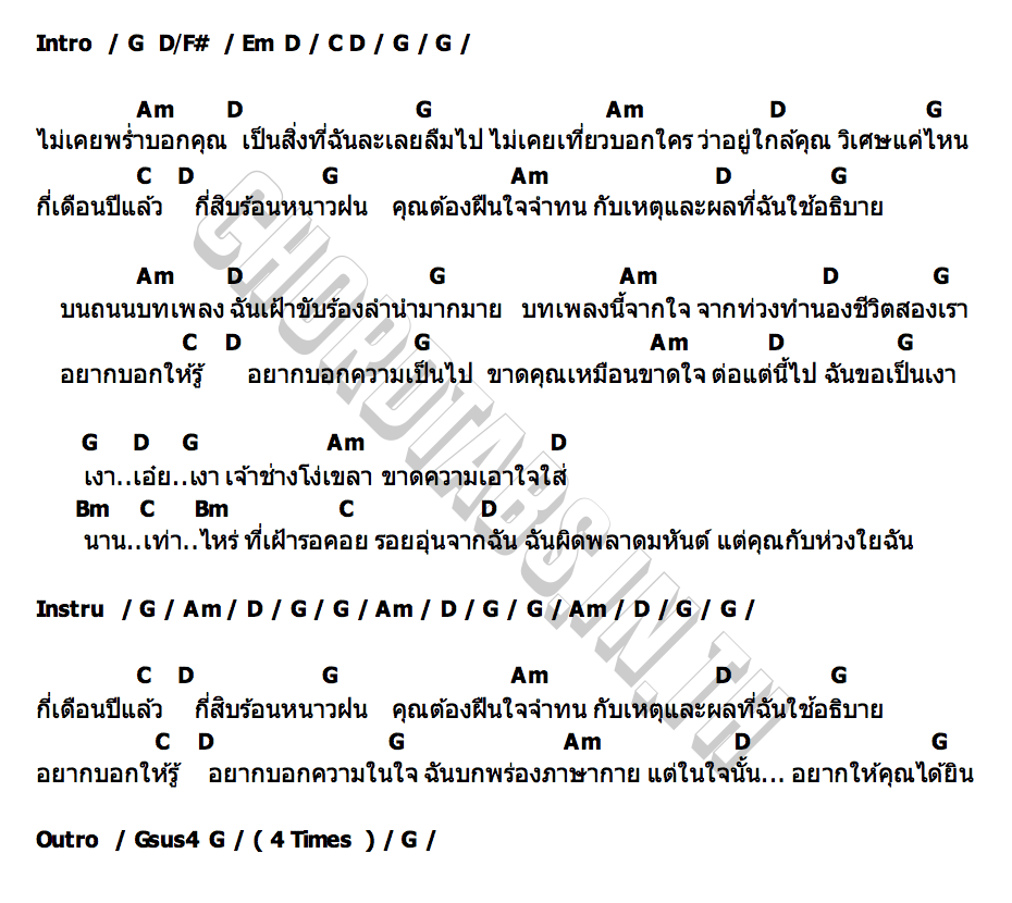คอร์ด อยากให้เธอได้ยิน แอ๊ด คาราบาว & ตามาราว (Add & Tamaraw)