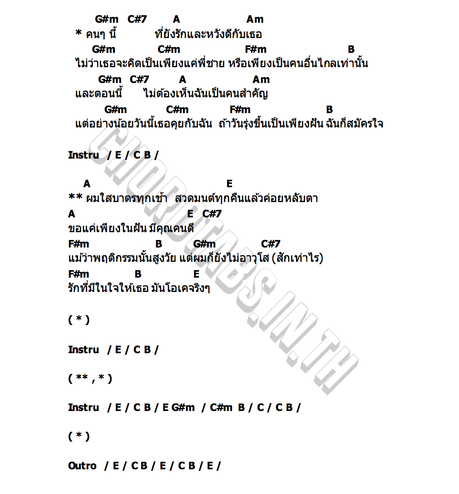 คอร์ด ถ้าวันรุ่งขึ้นเป็นเพียงฝัน ฉันก็สมัครใจ ชรัส เฟื่องอารมย์