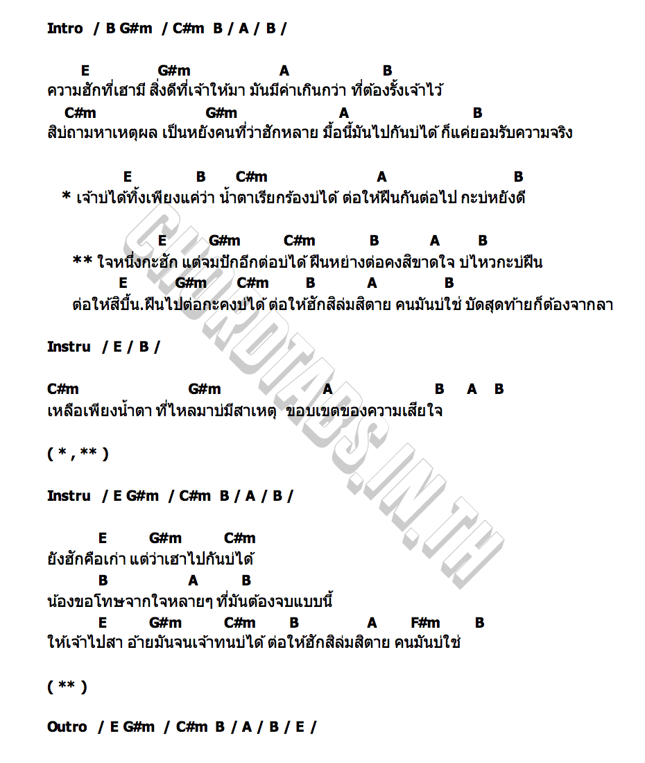 คอร์ด ไปต่อบ่ได่ เพลง พิมพ์ลดา