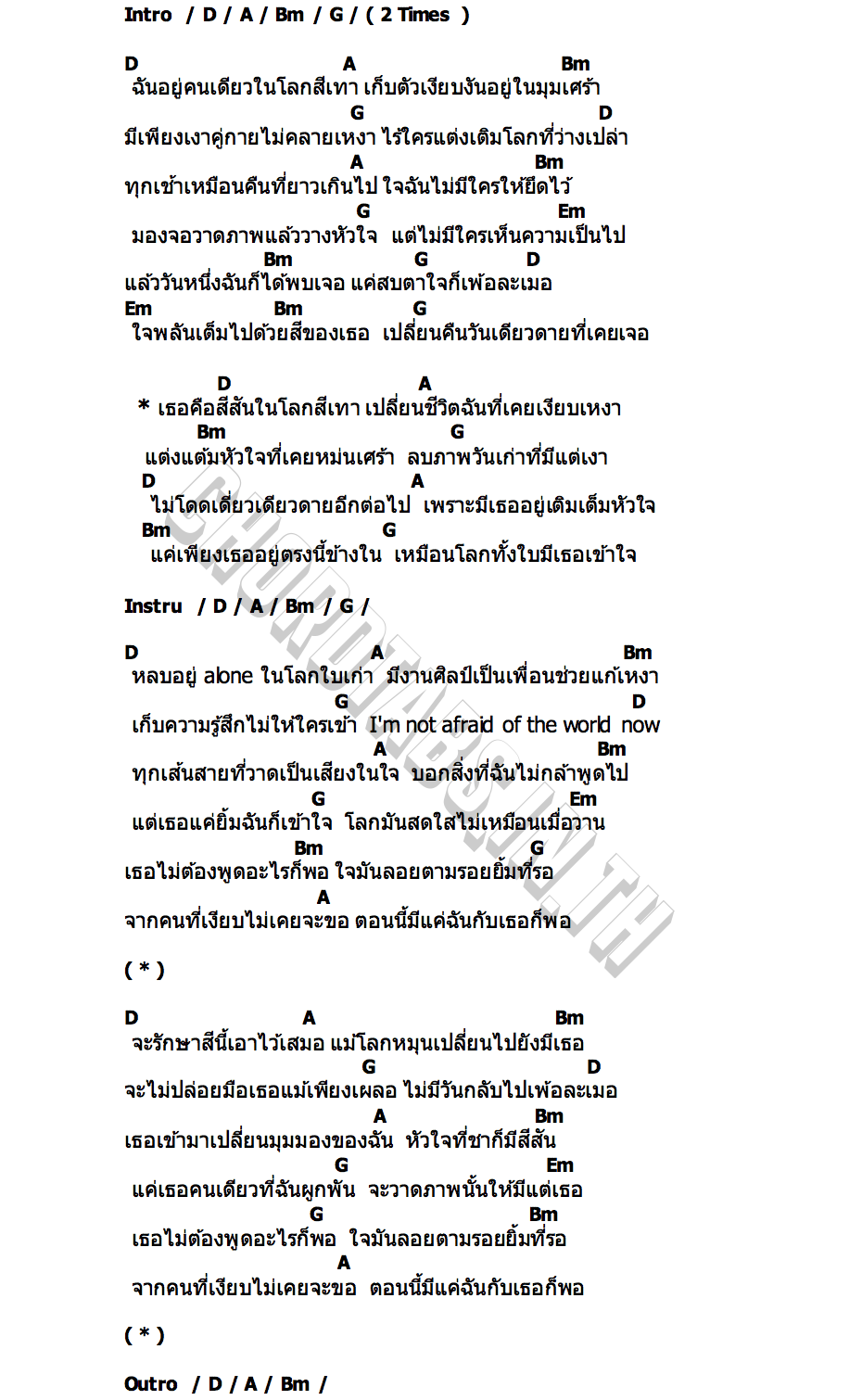 คอร์ด ภาพวาดฉัน..มีเธอ แซนดี้ ปุณยวีร์