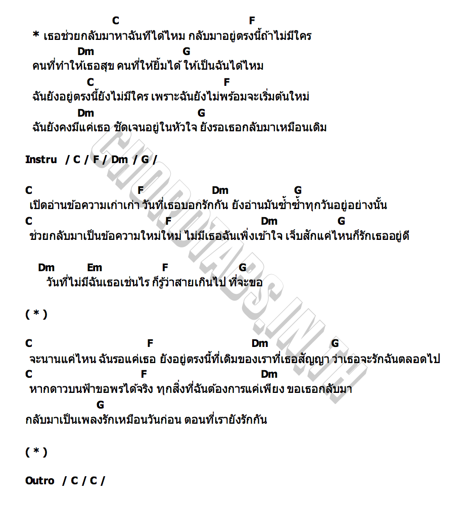 คอร์ด ความรักอยู่ตัว(คนเดียว) Methane