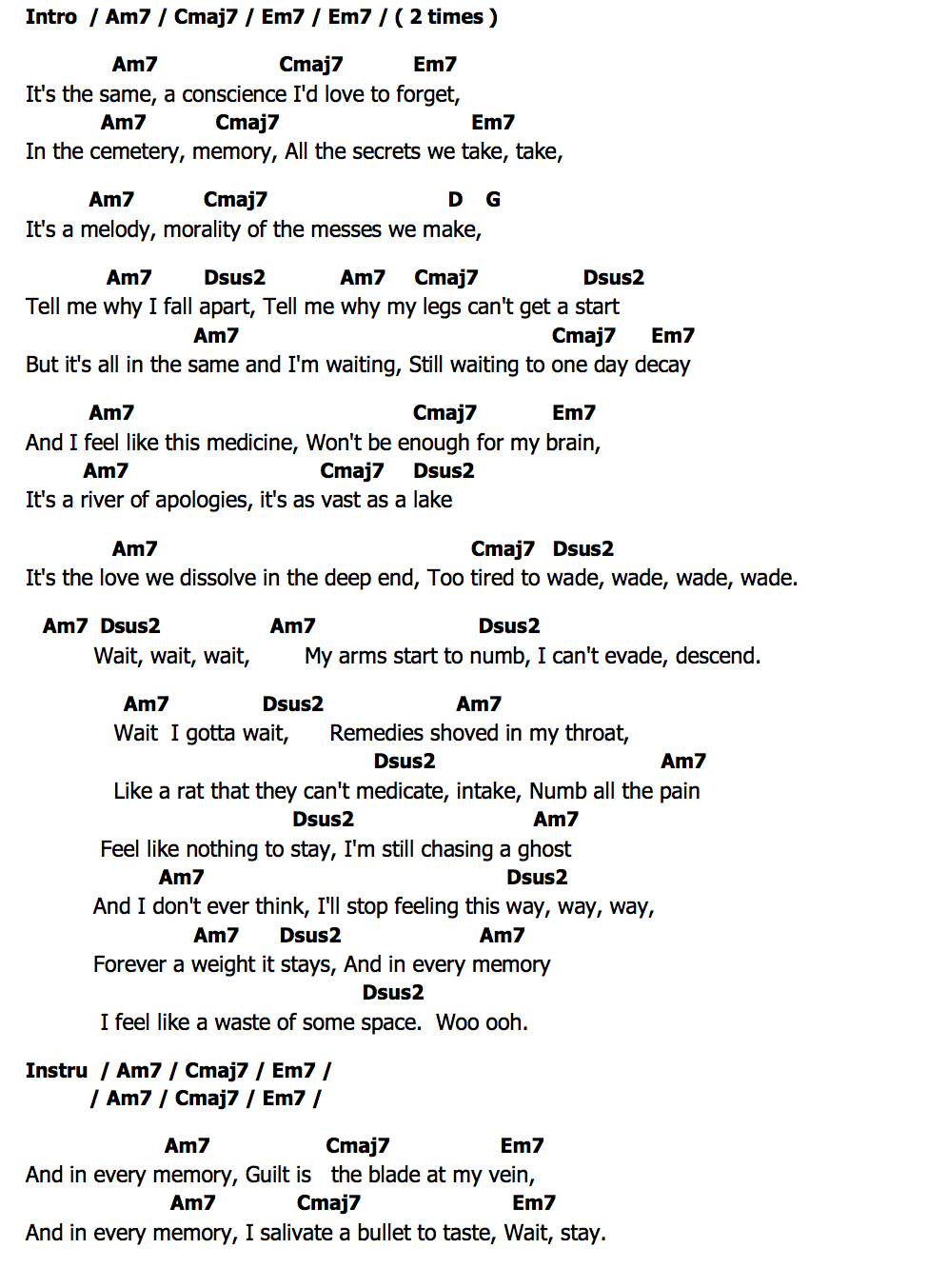 คอร์ด Chasing Ghosts Violent Vira