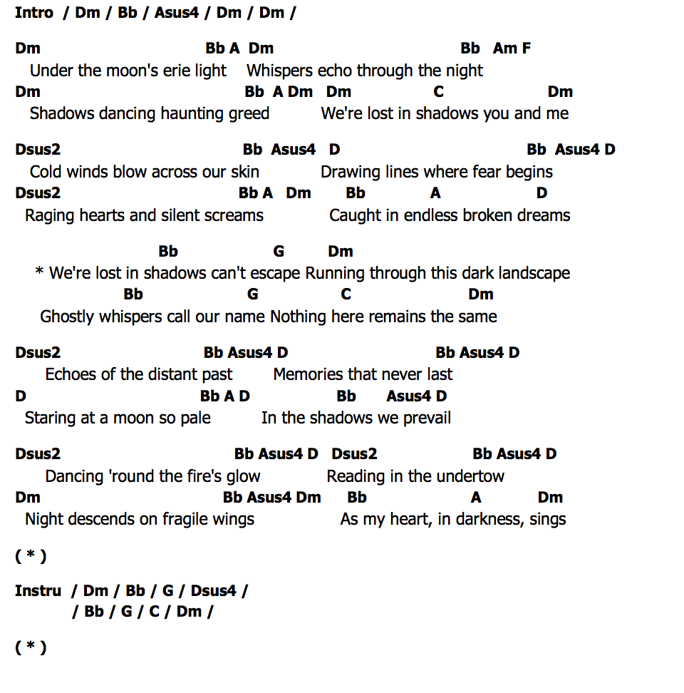 คอร์ด Lost In The Shadows Dark Music Records