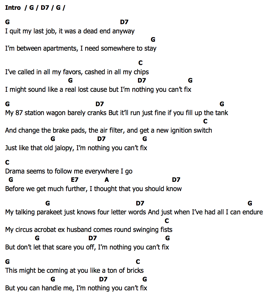 คอร์ด Nothin You Cant Fix Brennen Leigh