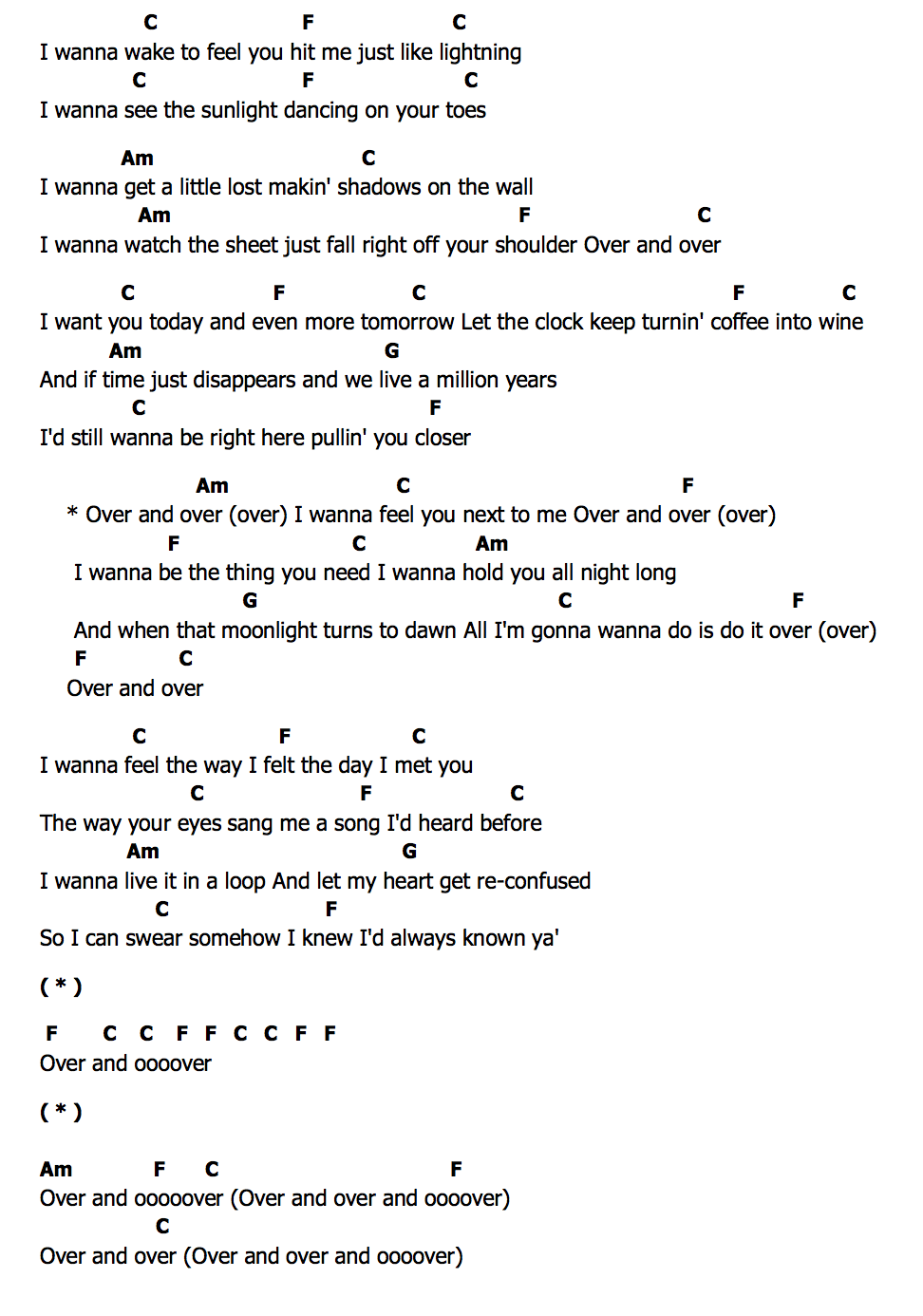 คอร์ด Over And Over Jackson Dean