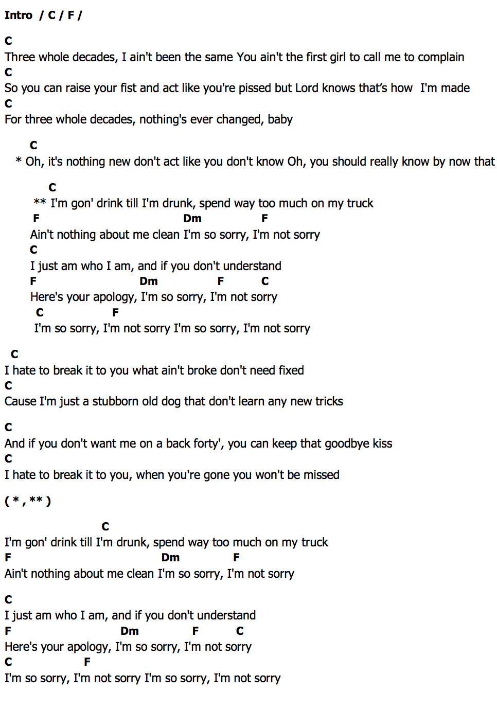 คอร์ด Sorry Lakeview