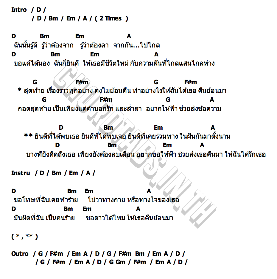 คอร์ด ยินดี (With All My Heart) Bluedream