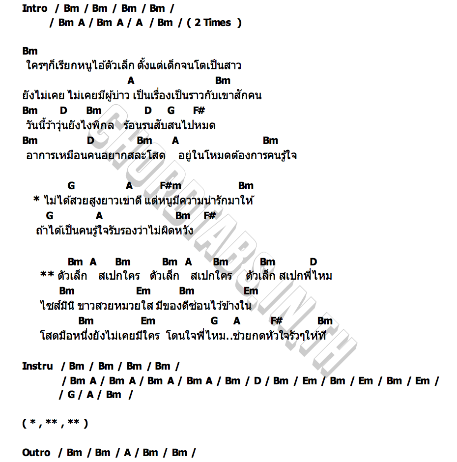 คอร์ด ตัวเล็กสเปกใคร ไอซ์ ณัฐชา
