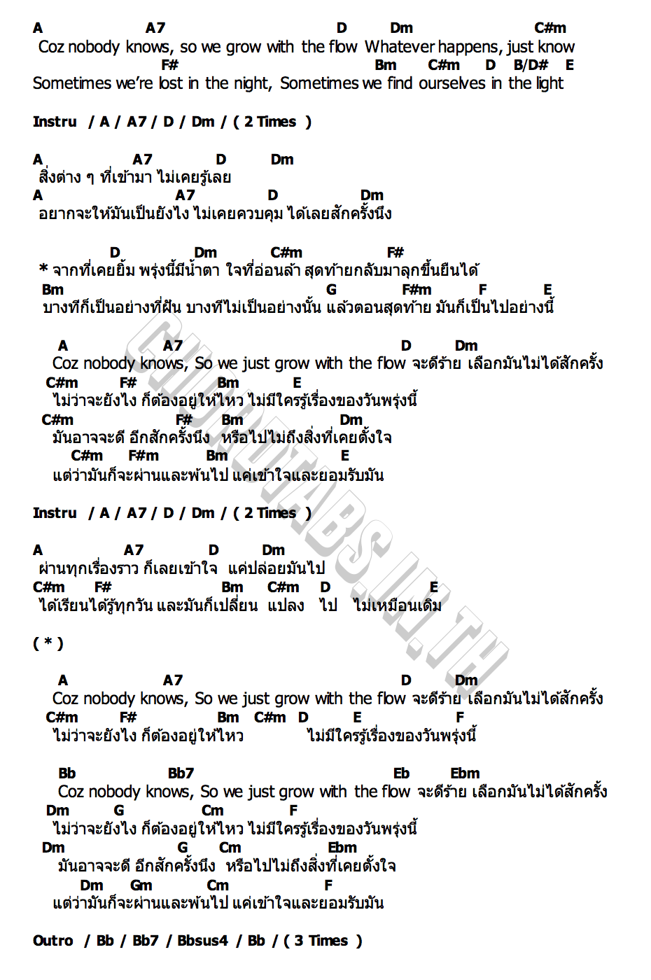 คอร์ด Grow With The Flow BILLKIN