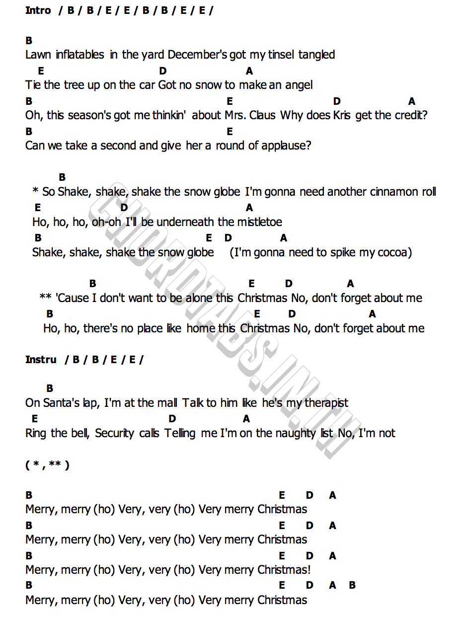 คอร์ด Shake The Snow Globe Gwen Stefani