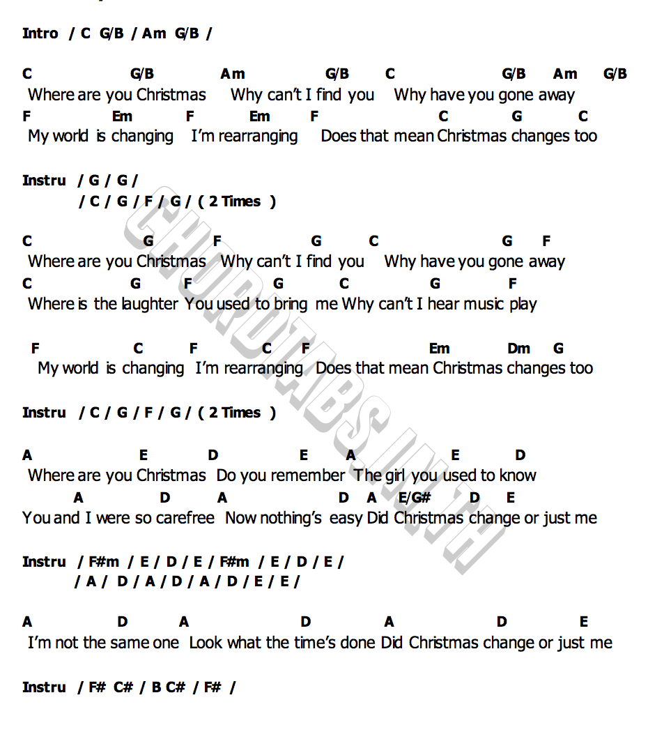 คอร์ด Where Are You Christmas The Pretty Reckless