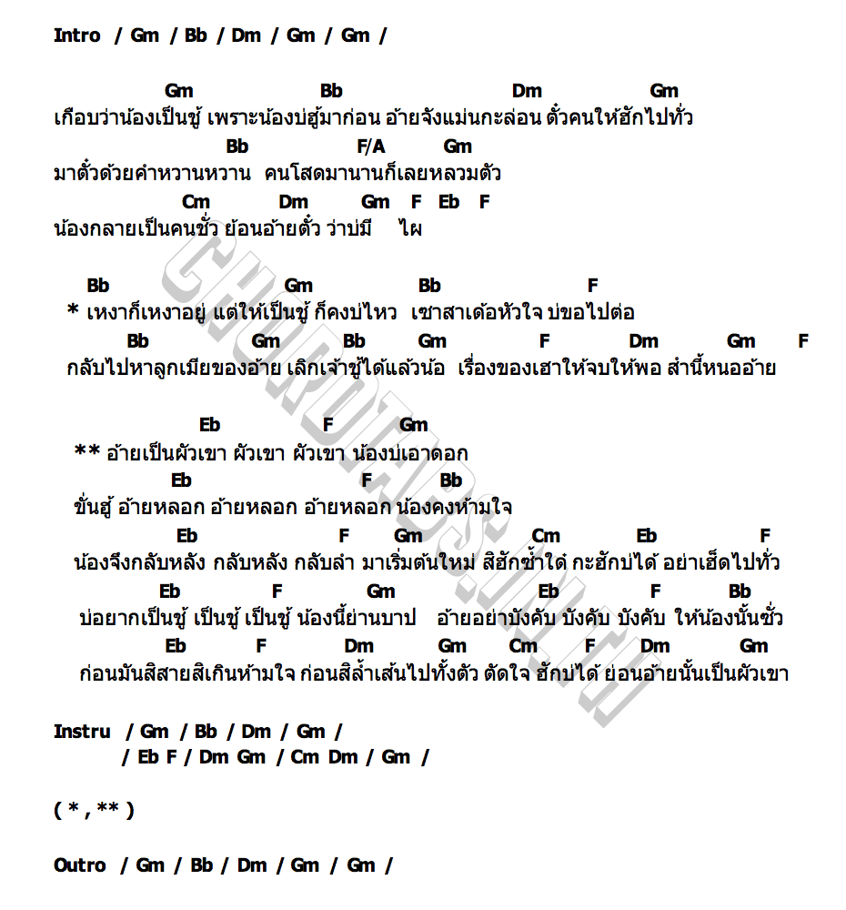 คอร์ด ฮักบ่ได้อ้ายผัวเขา จุ๊บแจง เจนจิรา