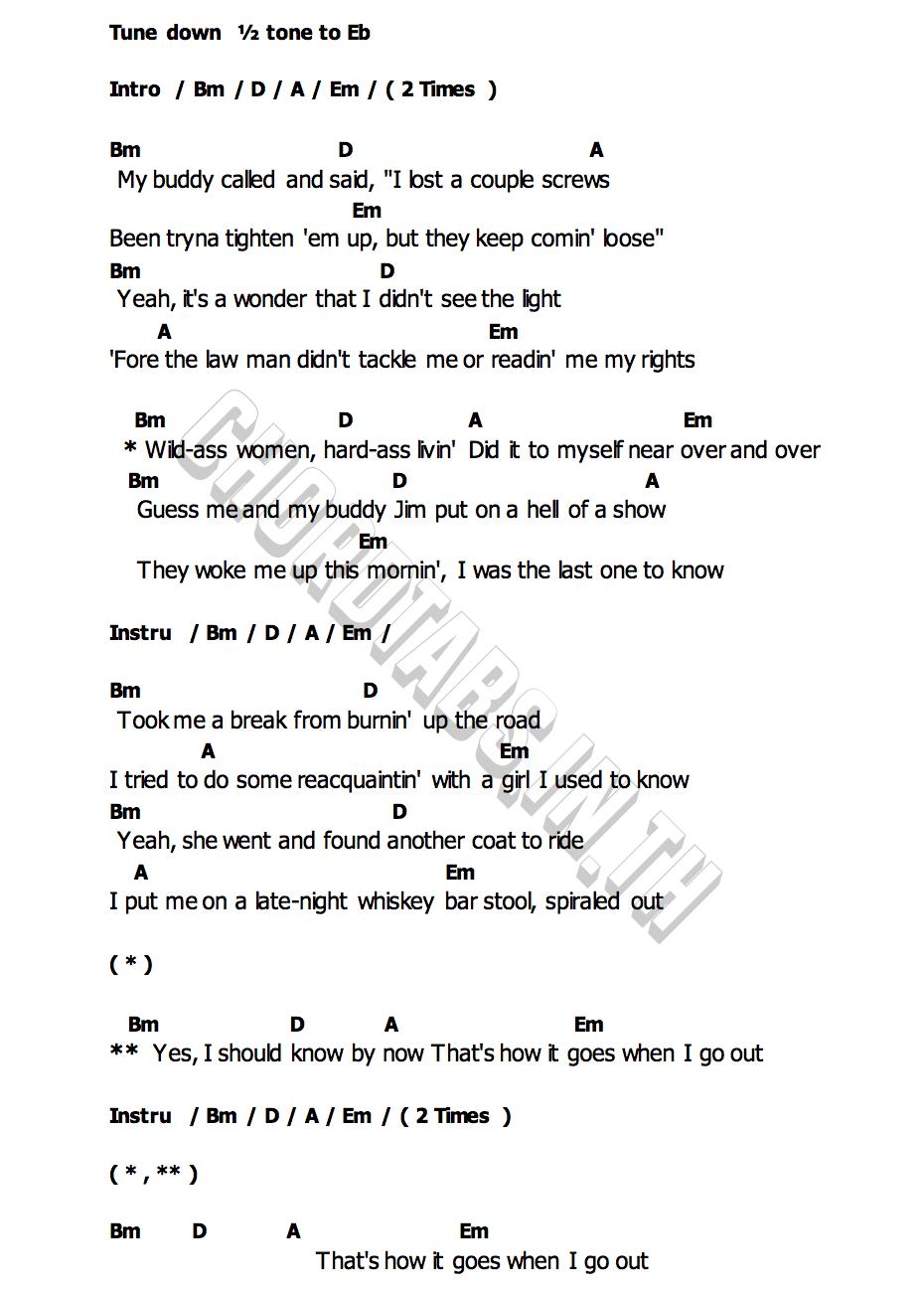 คอร์ด Last One To Know Gavin Adcock