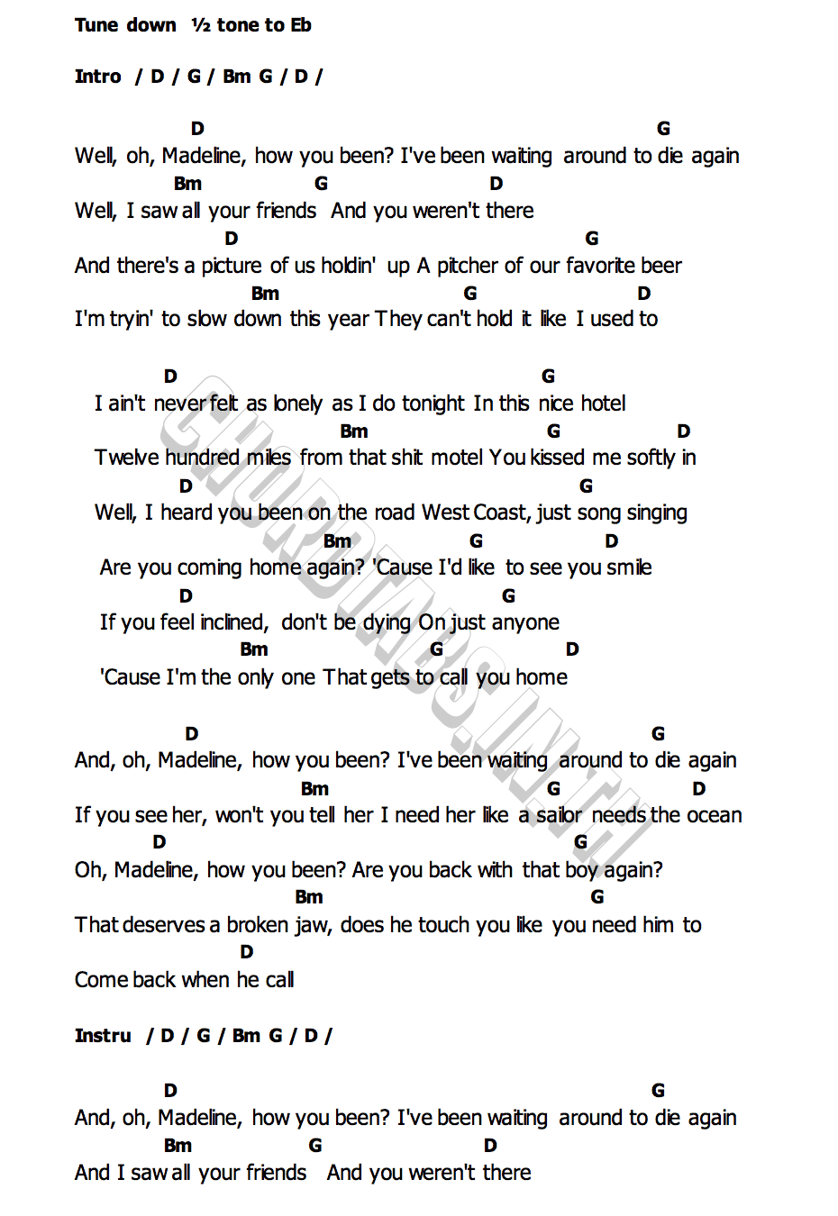 คอร์ด Madeline Zach Bryan