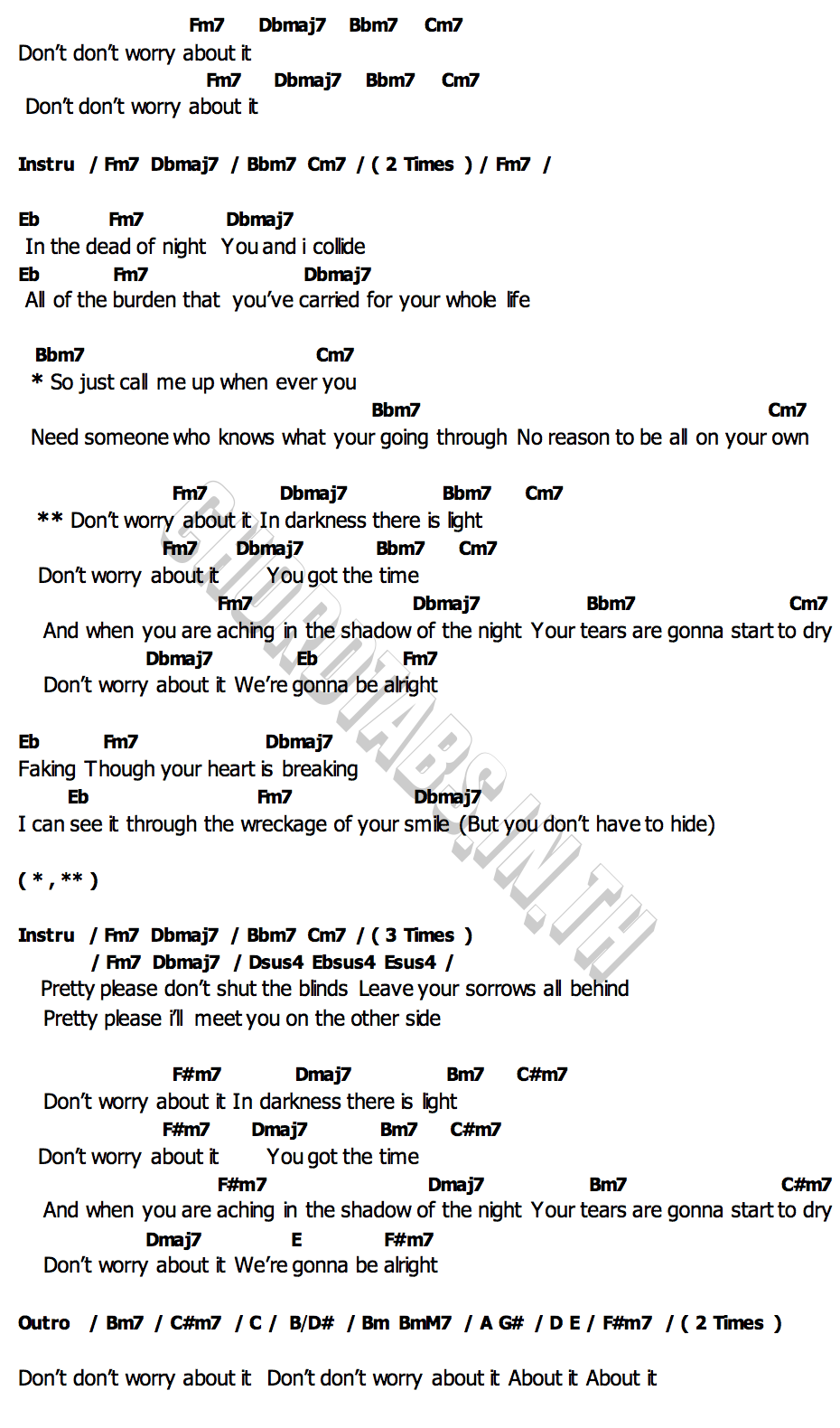 คอร์ด Don t Worry James Alyn