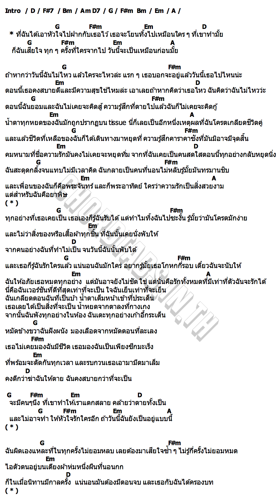 คอร์ด กลัวความเสียใจ SARAN