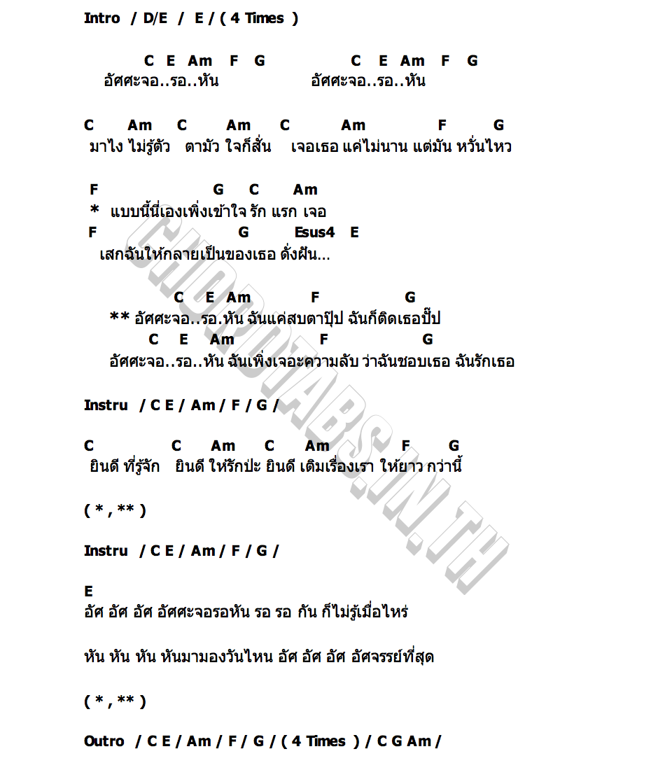 คอร์ด อัศศะจอรอหัน ปลายฝัน มาร์กาเรต