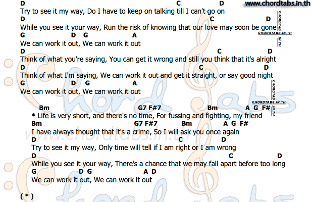 คอร์ด We Can Work It Out The Beatles