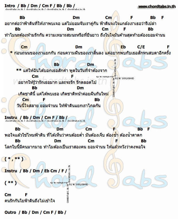 คอร์ด ยอมจำนนฟ้าดิน โบวี่ สโรชา เย็นใส