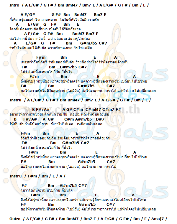 คอร์ด ความรักไม่มีวันสุดท้าย แดน วรเวช